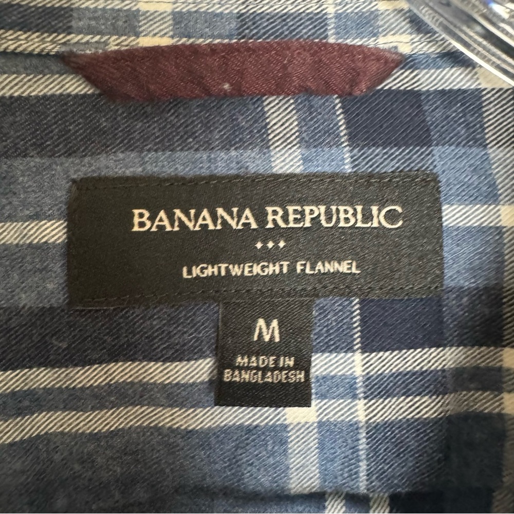 Banana Republic Blue Plaid Button Down Shirt lightweight flannel - Picture 2 of 6